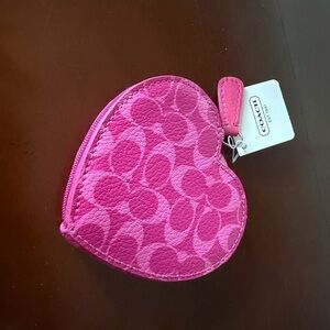 Coach Fuchsia Heart Coin Pouch